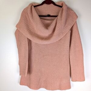 Idol Mind Womens Small Cowl Neck Long Sleeve Knit Sweater Blush‎ Pink